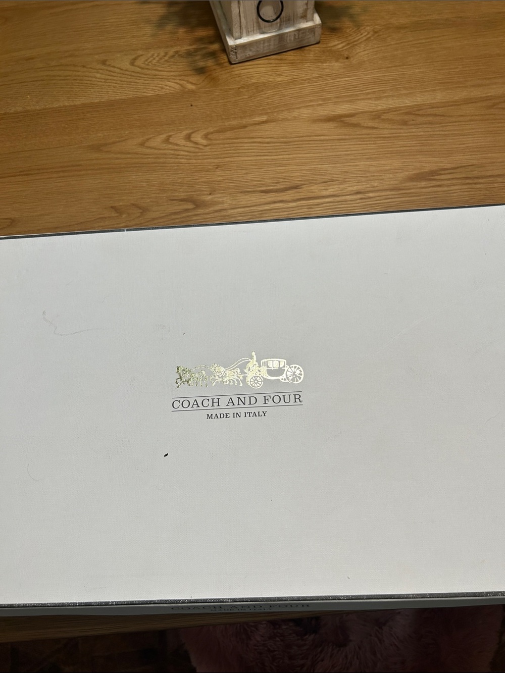 Coach and Four White Storage Box with Gold Logo